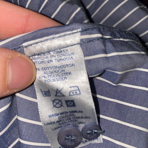 French Connection Mens X-Large Blue Striped Long Sleeve Shirt - Picture 8 of 12